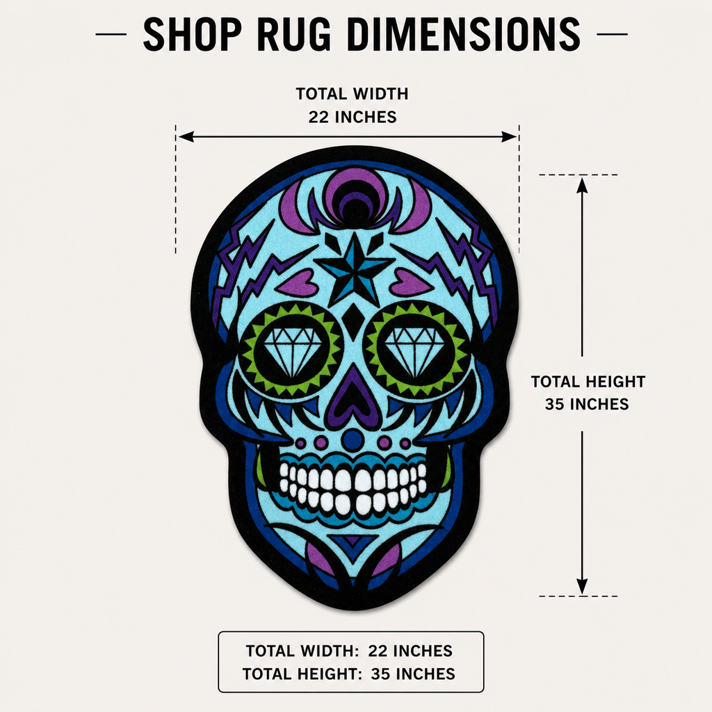 Blue Sugar Skull | Golf Shop Mat Rug | Golf Accessory