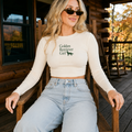 Golden Retriever Girl Fitted Long Sleeve Crop Tee