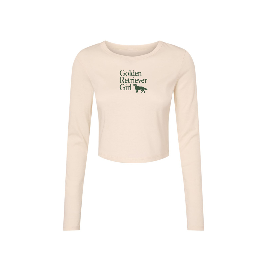 Golden Retriever Girl Fitted Long Sleeve Crop Tee
