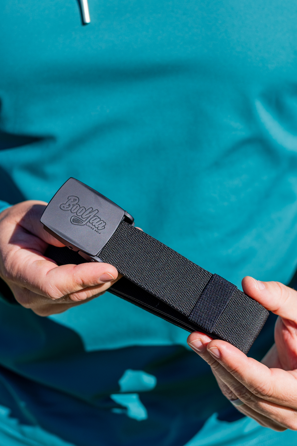 BooYaa Belt - Adjustable Black Stretch with Black Alloy Buckle