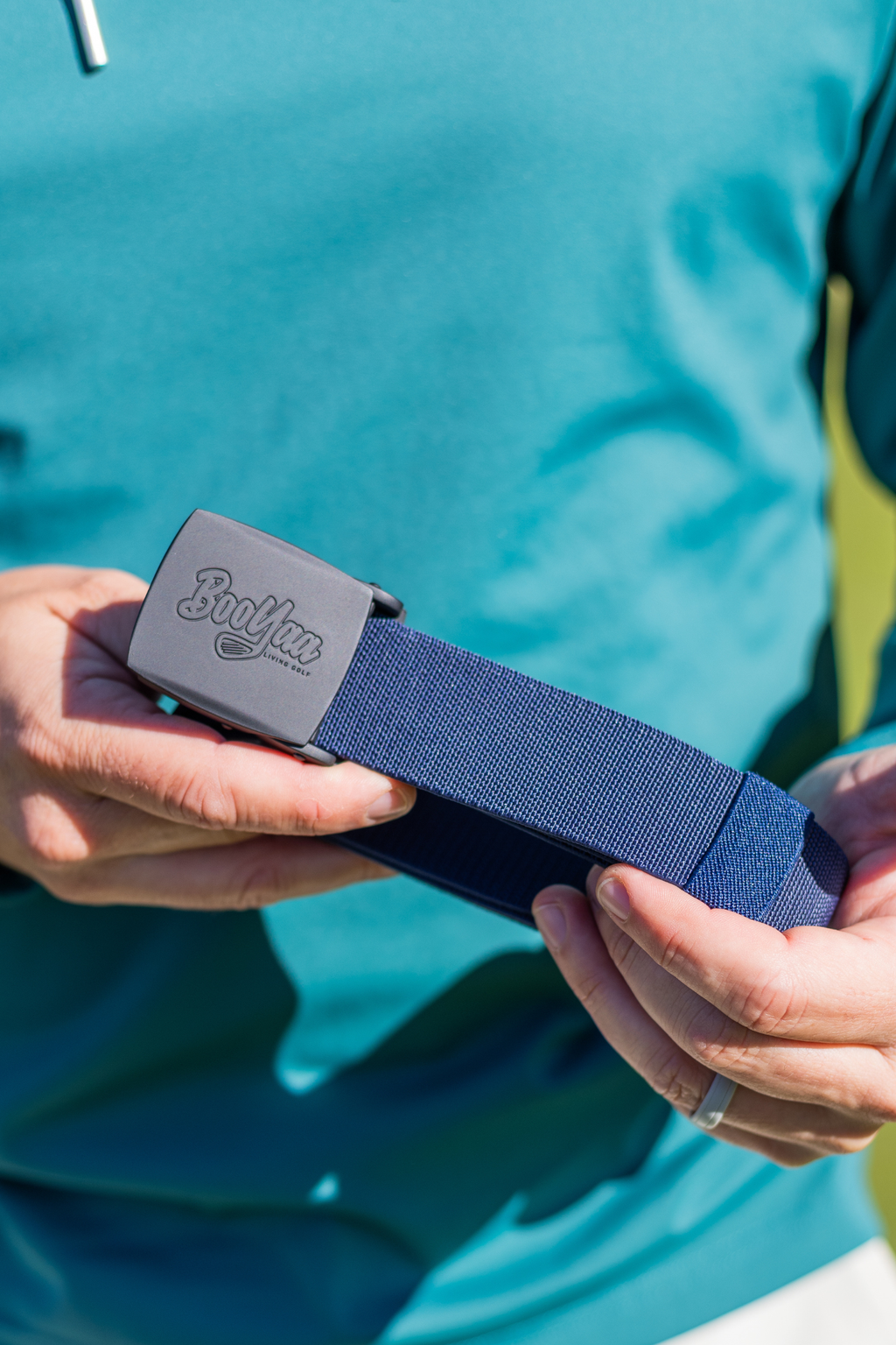 BooYaa Belt - Adjustable Navy Stretch with Black Alloy Buckle