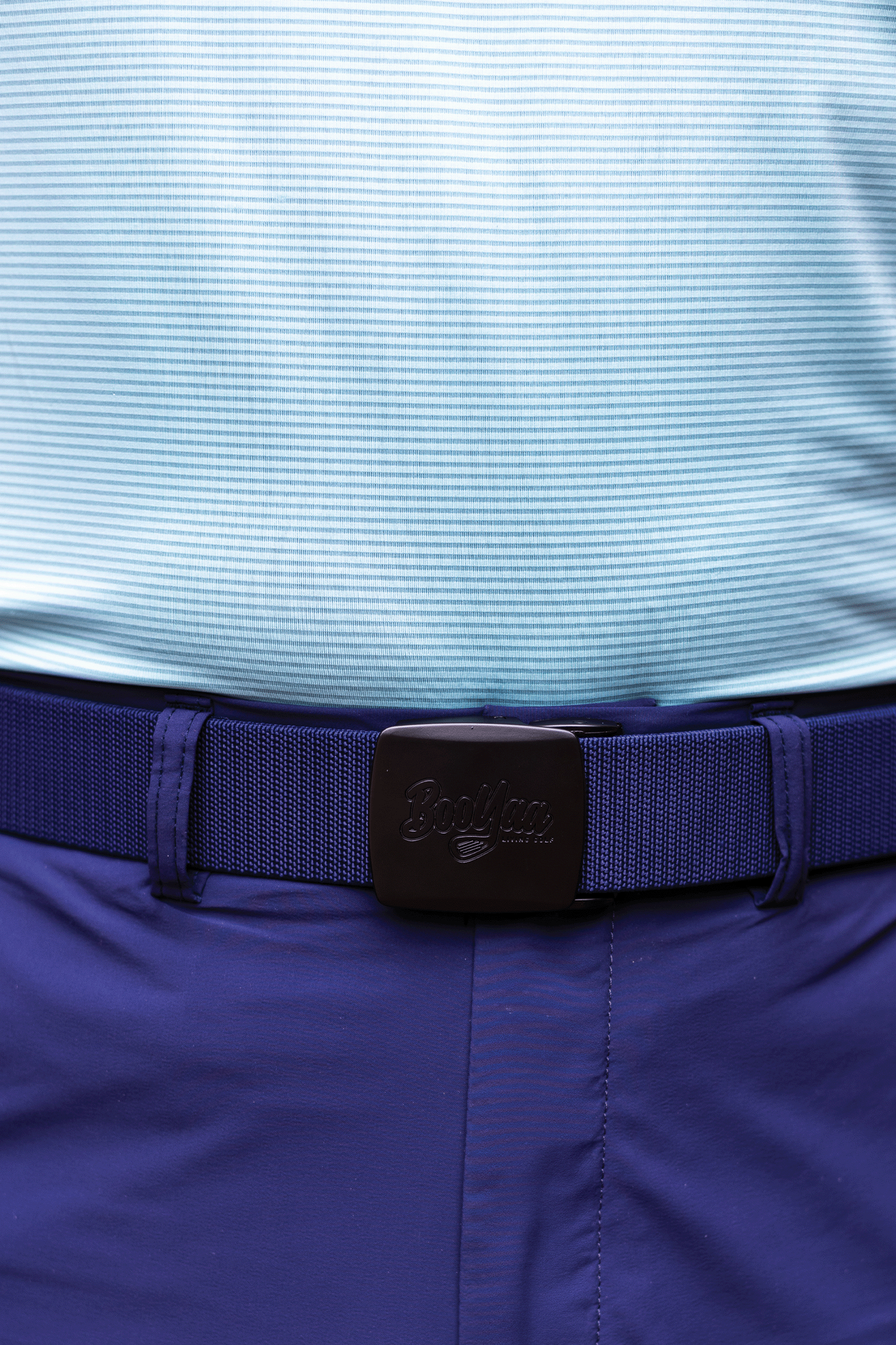 BooYaa Belt - Adjustable Navy Stretch with Black Alloy Buckle