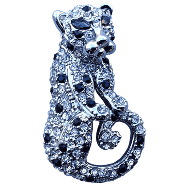 Silver Jaguar 3D Ball Marker & Hat Clip with Crystals by ReadyGOLF