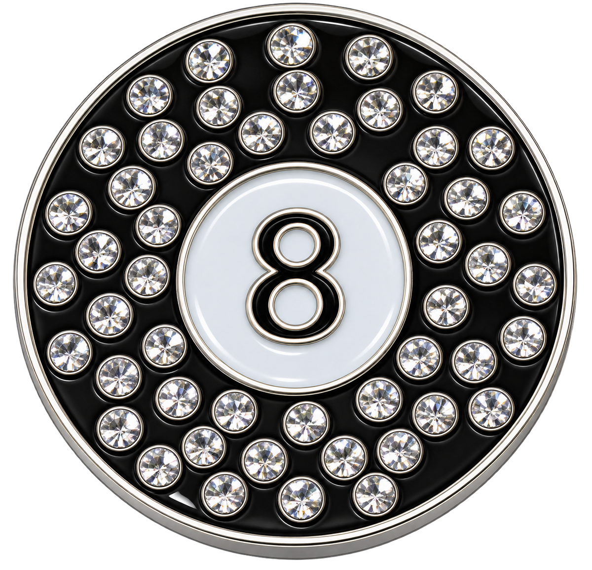 8 Ball Crystal Golf Ball Marker & Hat Clip by ReadyGOLF