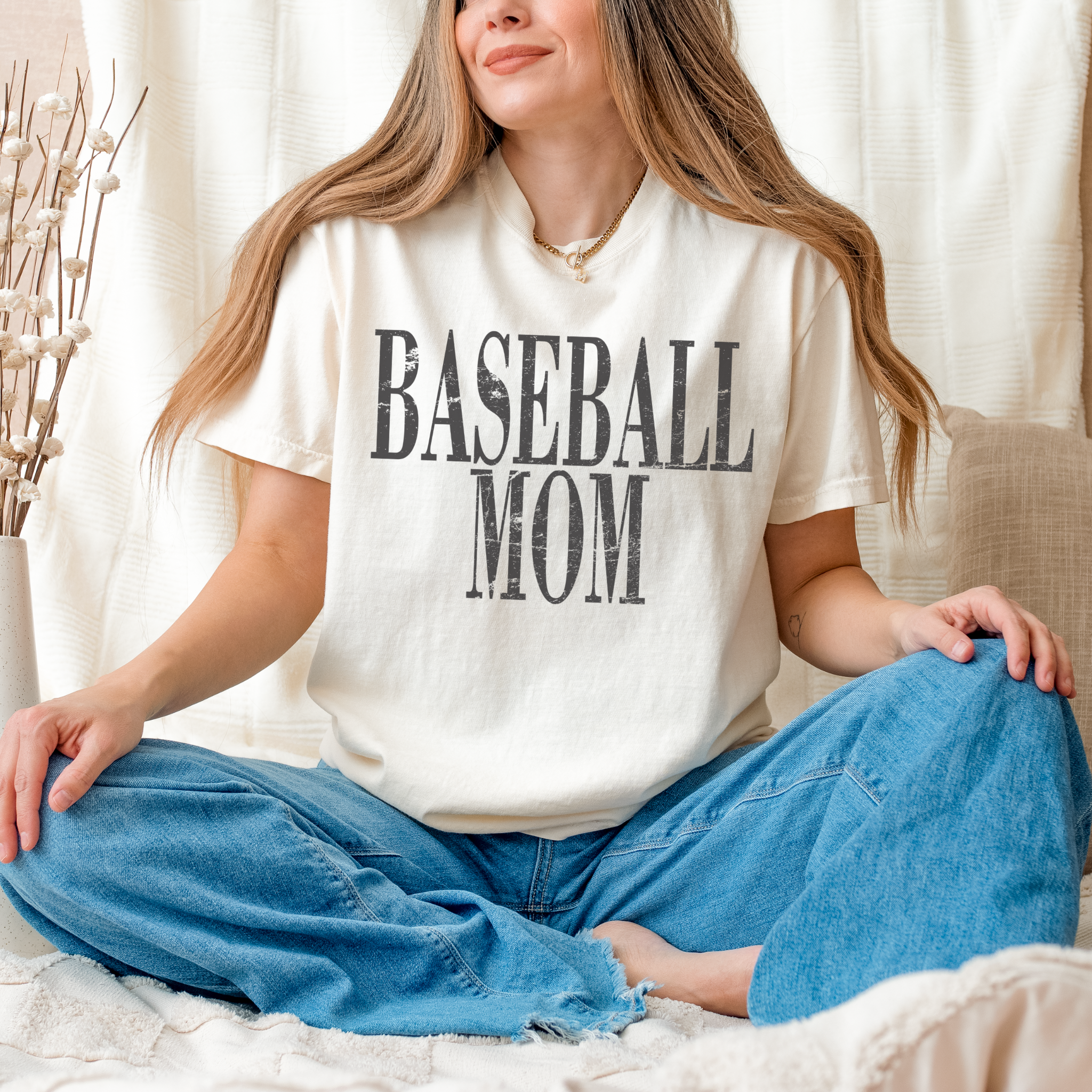 Distressed Baseball Mom Tee Shirt