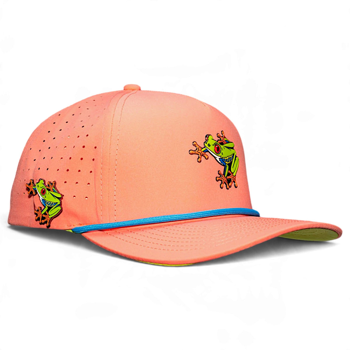 Tree Frog Golf Hat | Snapback Cap | Built-in Magnetic Ball Marker Holder + Marker Included | Adjustable | Red Eyed
