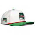 Vintage Cooler Golf Hat | Snapback Cap | Built-in Magnetic Ball Marker Holder + Marker Included | Adjustable White Green Beverages