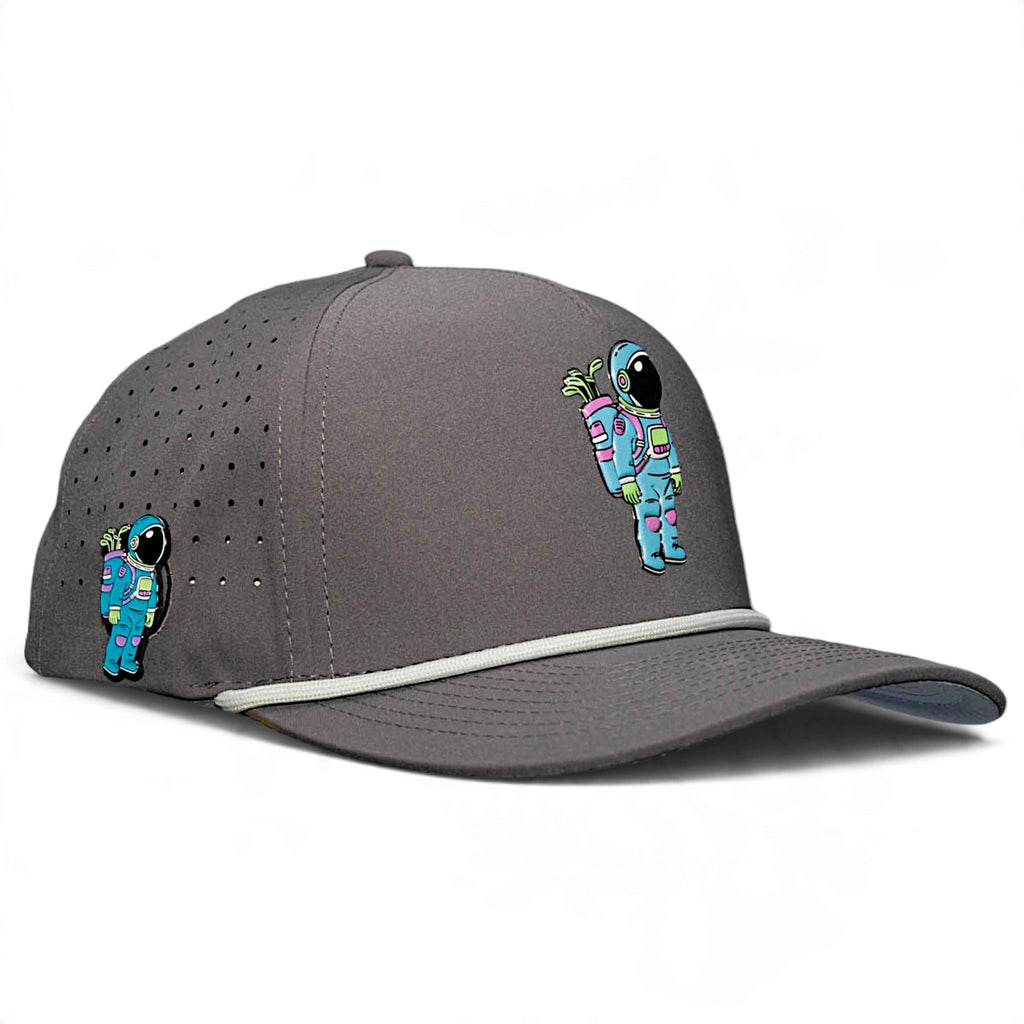 Astronaut Walker Golf Hat | Snapback Cap | Built-in Magnetic Ball Marker Holder + Marker Included | Adjustable Gray
