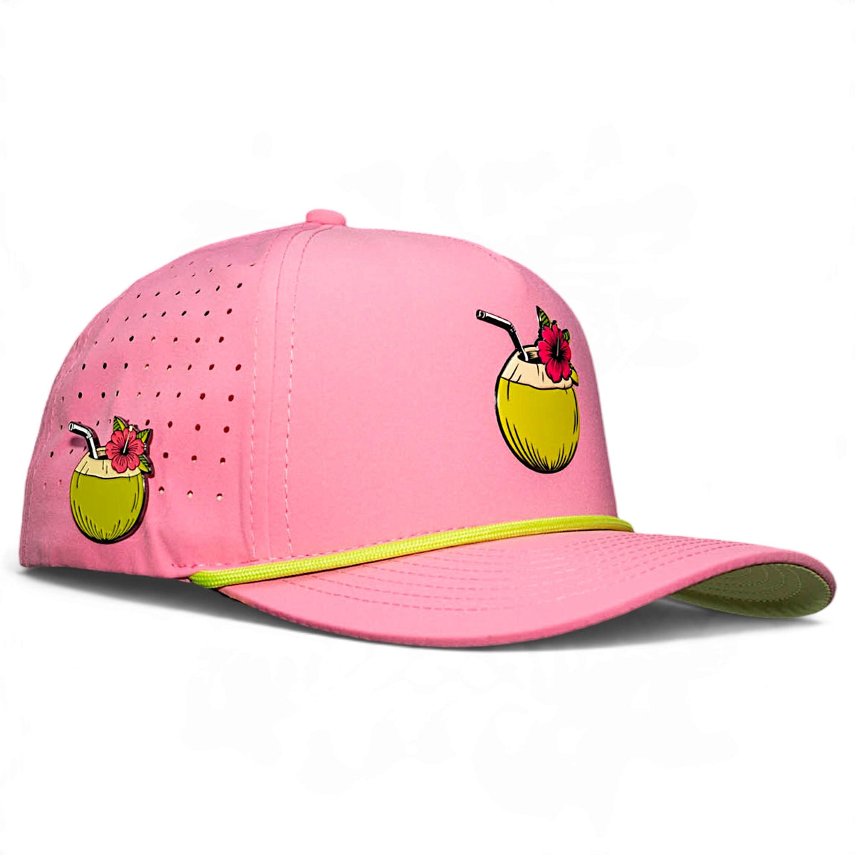 Coconut Cocktail Golf Hat | Snapback Cap | Built-in Magnetic Ball Marker Holder + Marker Included | Adjustable Coconut Cocktail