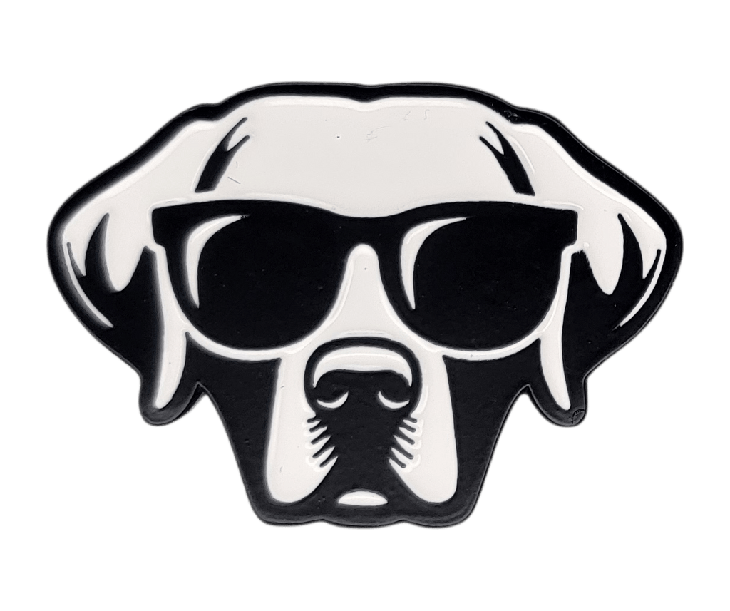 Good Boy - Black Labrador with Sunglasses Golf Ball Marker with Hat Clip