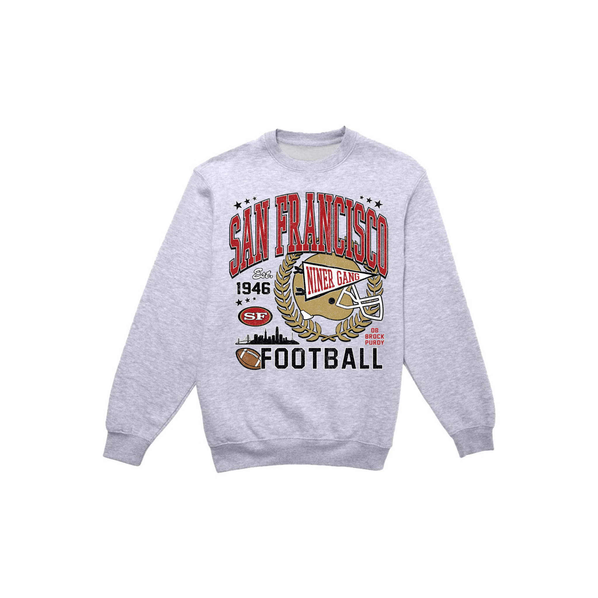 San Francisco Football Sweatshirt | Vintage Red & Gold Game Day Crewneck