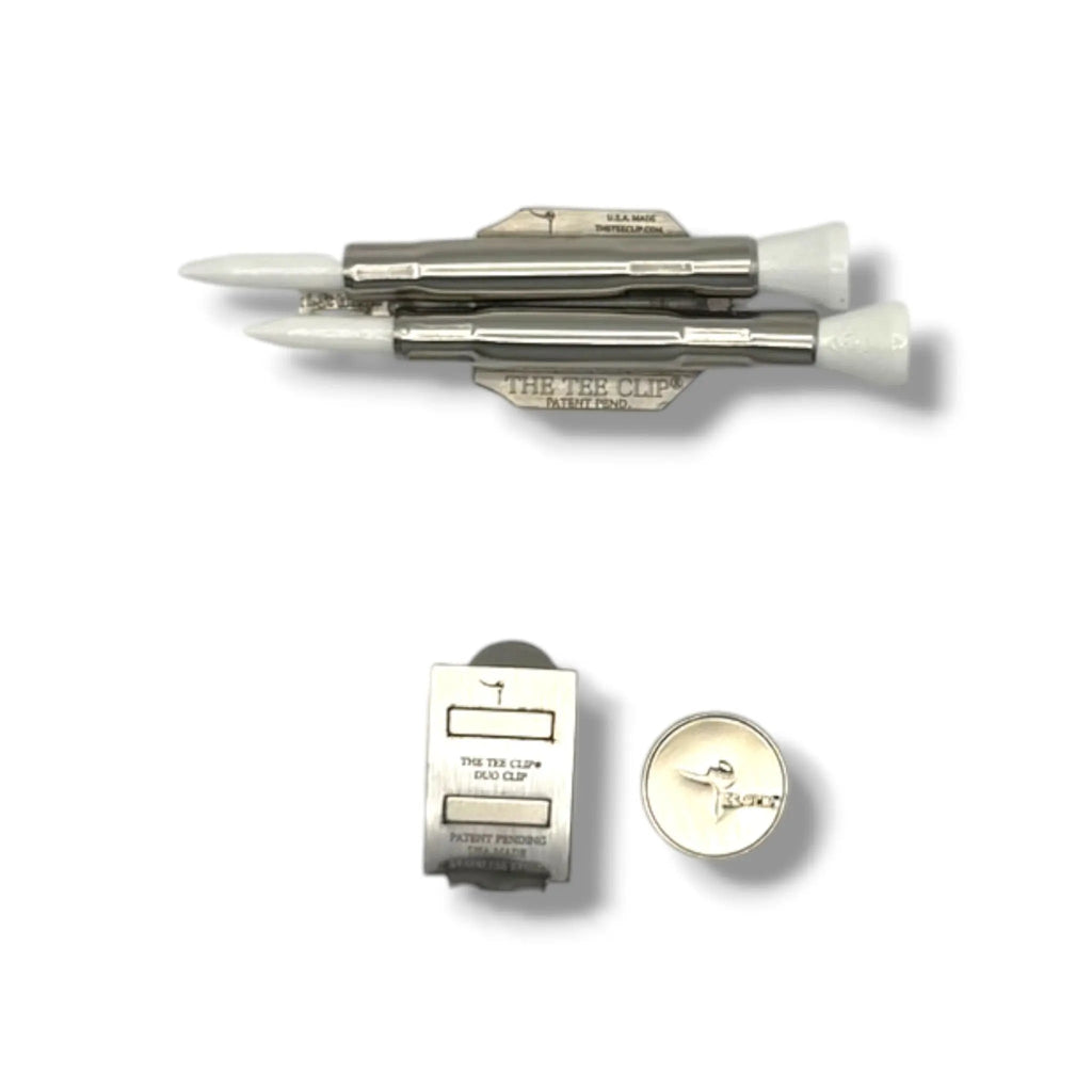The Tee Clip® V.V (V.5) Premium Kit | 304 Stainless Steel Magnetic Golf Multi-Tool | Dual Tee Holder, Removable Divot Tool, Ball Marker | Duo Clip™ Dual Magnet Hat Clip | USA Made | Patent Pending