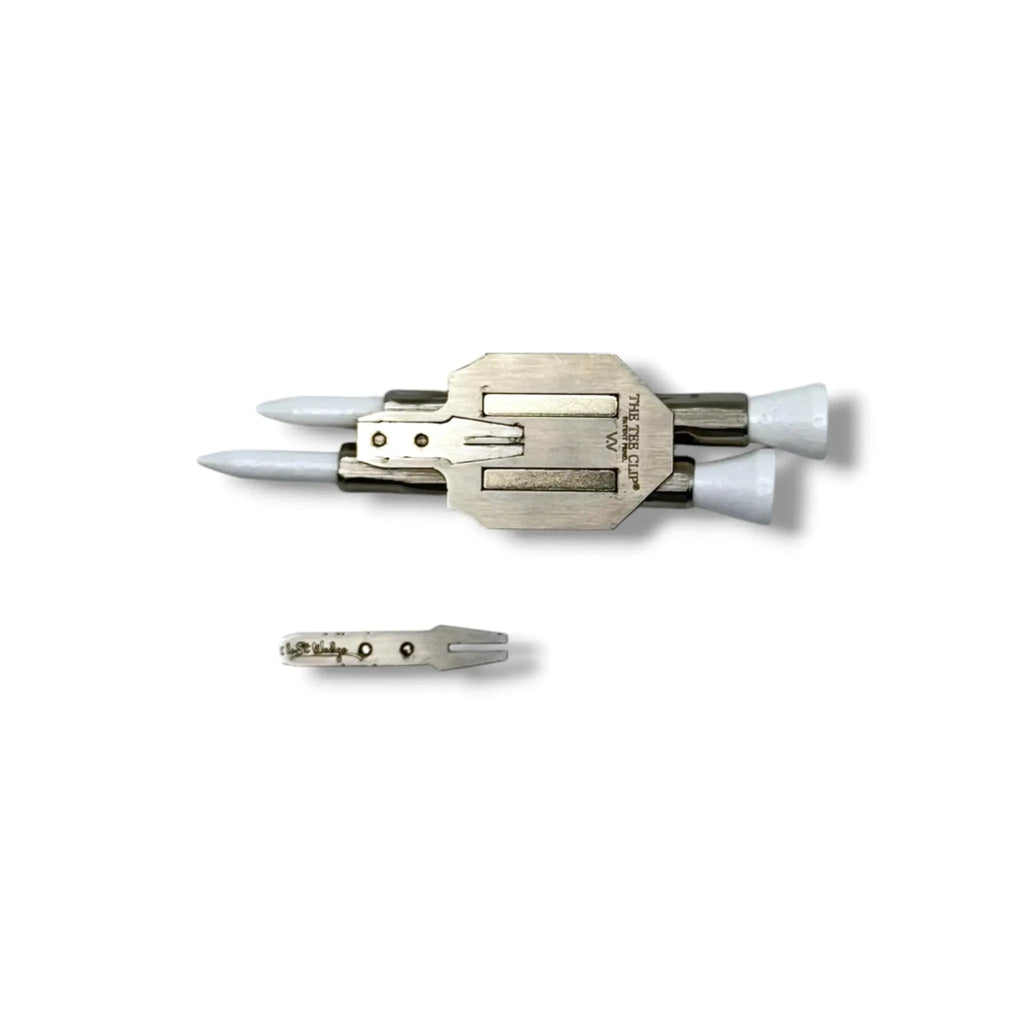 The Tee Clip® V.V (V.5) Premium Kit | 304 Stainless Steel Magnetic Golf Multi-Tool | Dual Tee Holder, Removable Divot Tool, Ball Marker | Duo Clip™ Dual Magnet Hat Clip | USA Made | Patent Pending