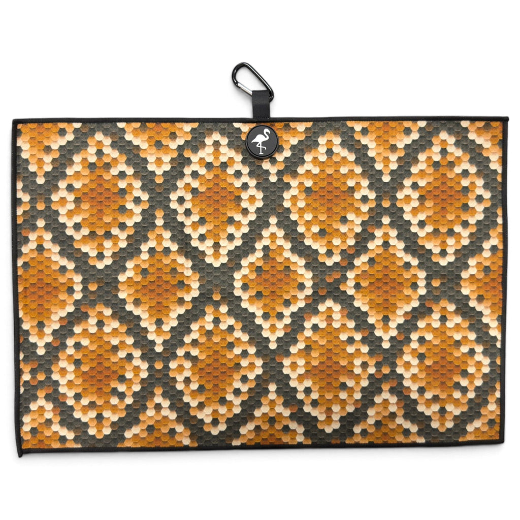 Snake Skin Golf Towel | 24” x 16” Microfiber Towel | Magnetic Clip & Carabiner | Premium Golf Accessory