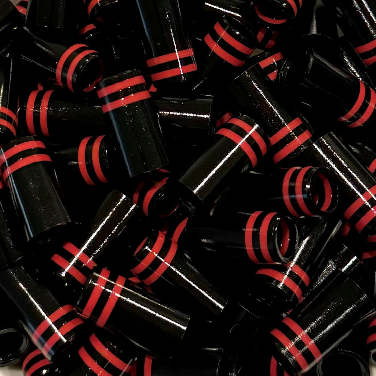 Premium Quality Iron Ferrules Black w/ Double Red Rings 1”