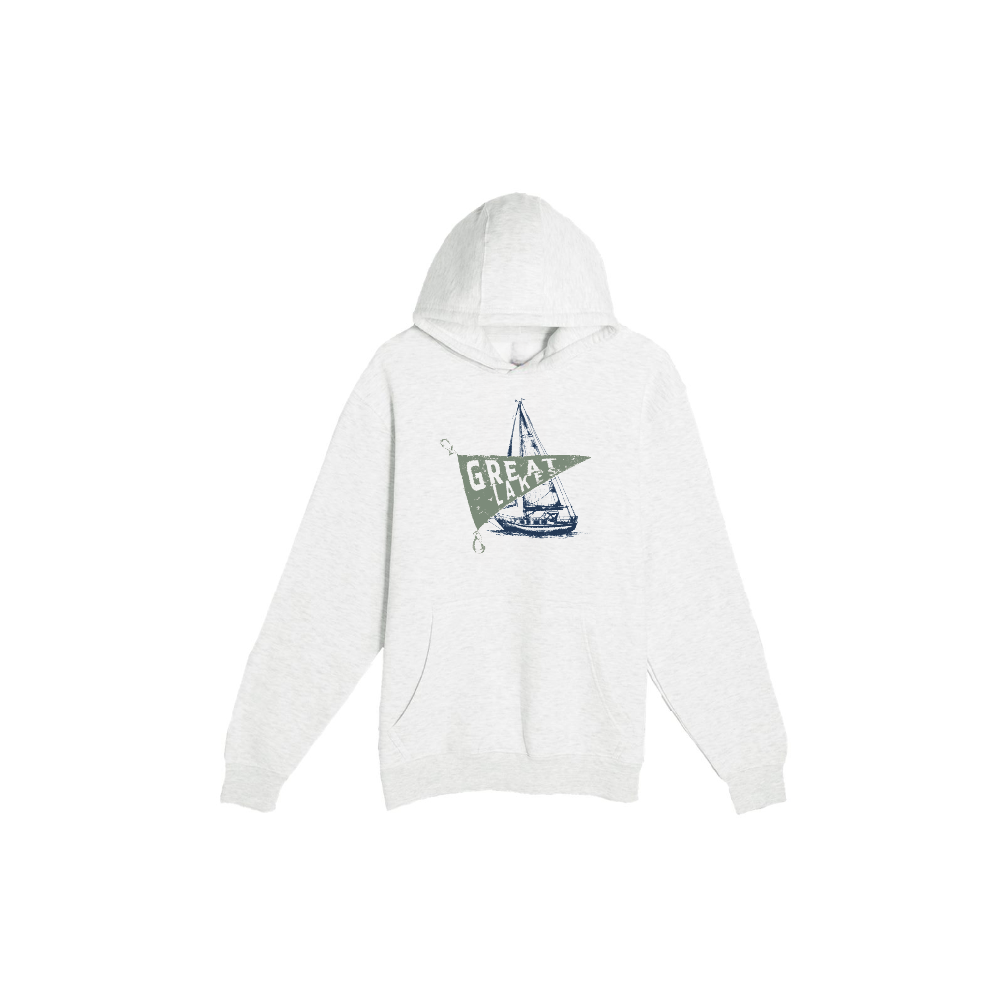 Great Lakes Sailboat Hoodie | Vintage Coastal Graphic Pullover | Premium Heavyweight Fleece Hoodie