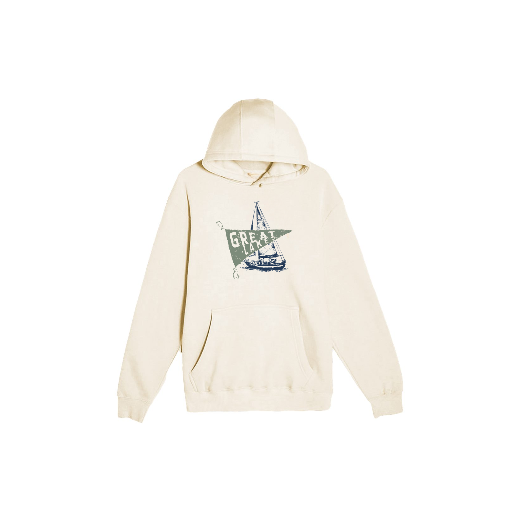Great Lakes Sailboat Hoodie | Vintage Coastal Graphic Pullover | Premium Heavyweight Fleece Hoodie