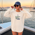 Great Lakes Sailboat Premium Crewneck Sweatshirt | Vintage Lake Life Graphic Pullover