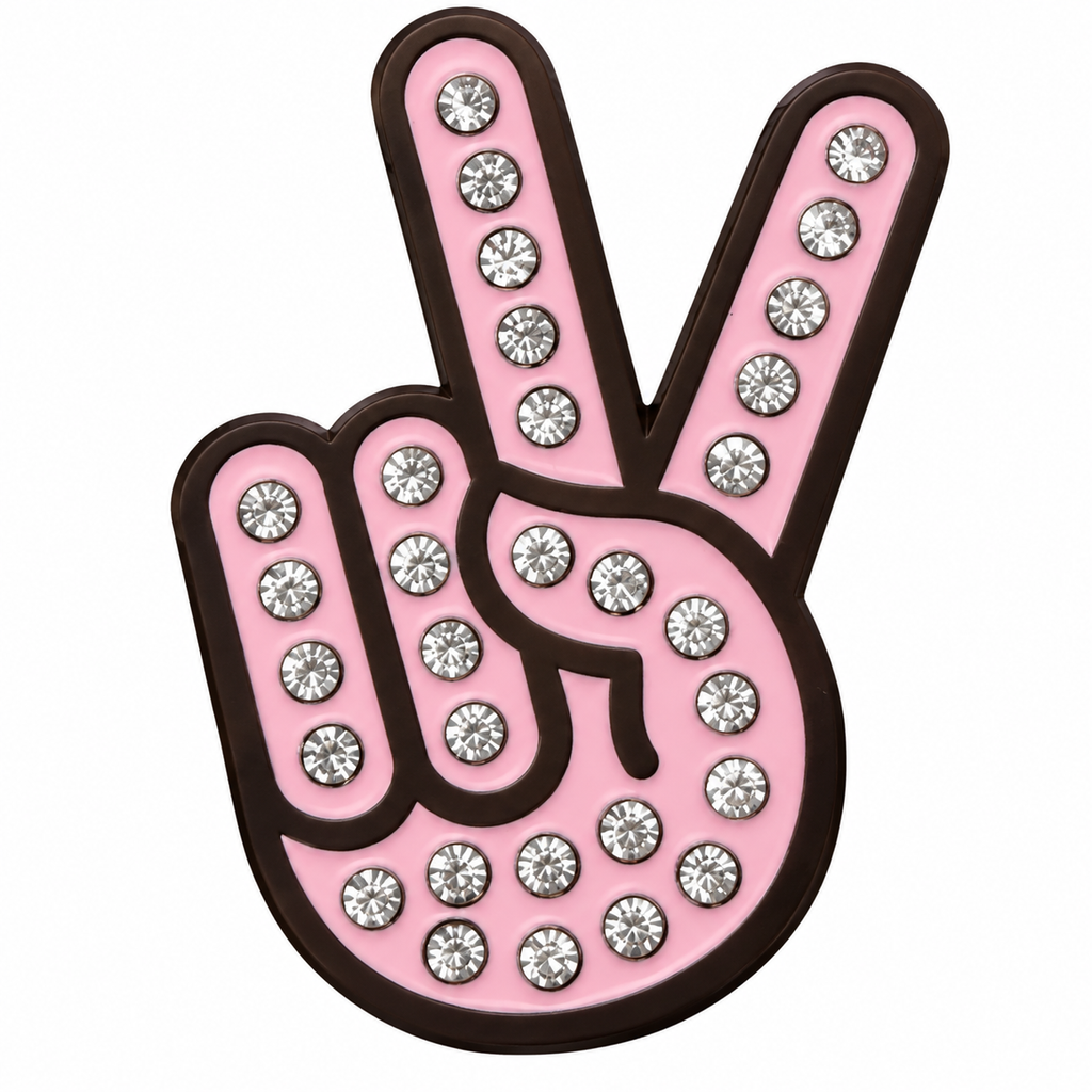 Peace Sign Hand Gesture Crystal Ball Marker & Hat Clip by ReadyGOLF