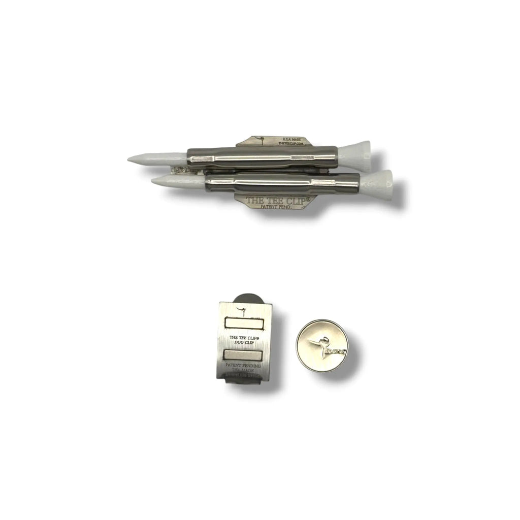 The Tee Clip® V.V (V.5) Premium Kit | 304 Stainless Steel Magnetic Golf Multi-Tool | Dual Tee Holder, Removable Divot Tool, Ball Marker | Duo Clip™ Dual Magnet Hat Clip | USA Made | Patent Pending