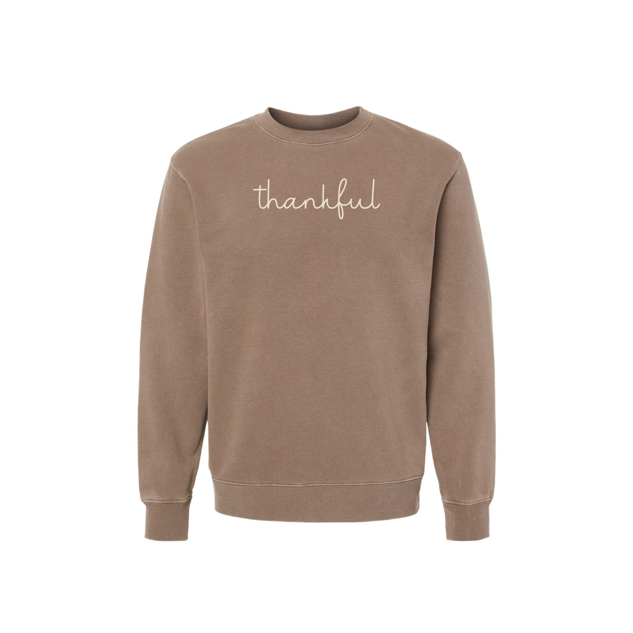 Thankful Script Pigment Dyed Crewneck Sweatshirt | Fall Thanksgiving Sweatshirt