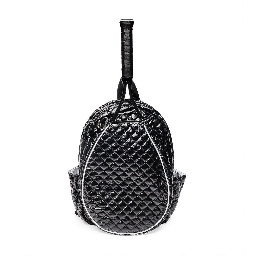 Black Quilted Tennis Racquet Backpack