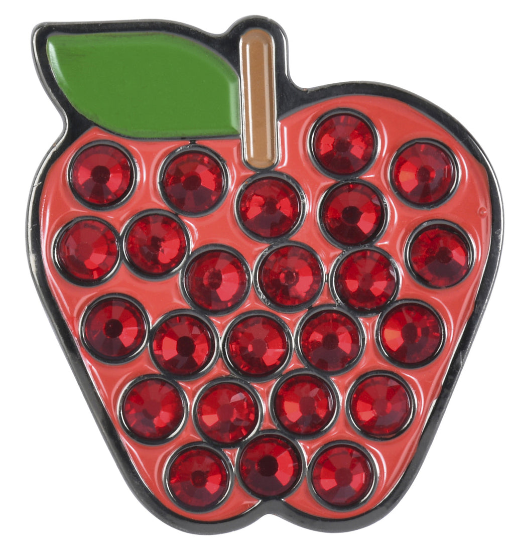 Red Apple Ball Marker &amp; Hat Clip with Crystals by ReadyGOLF