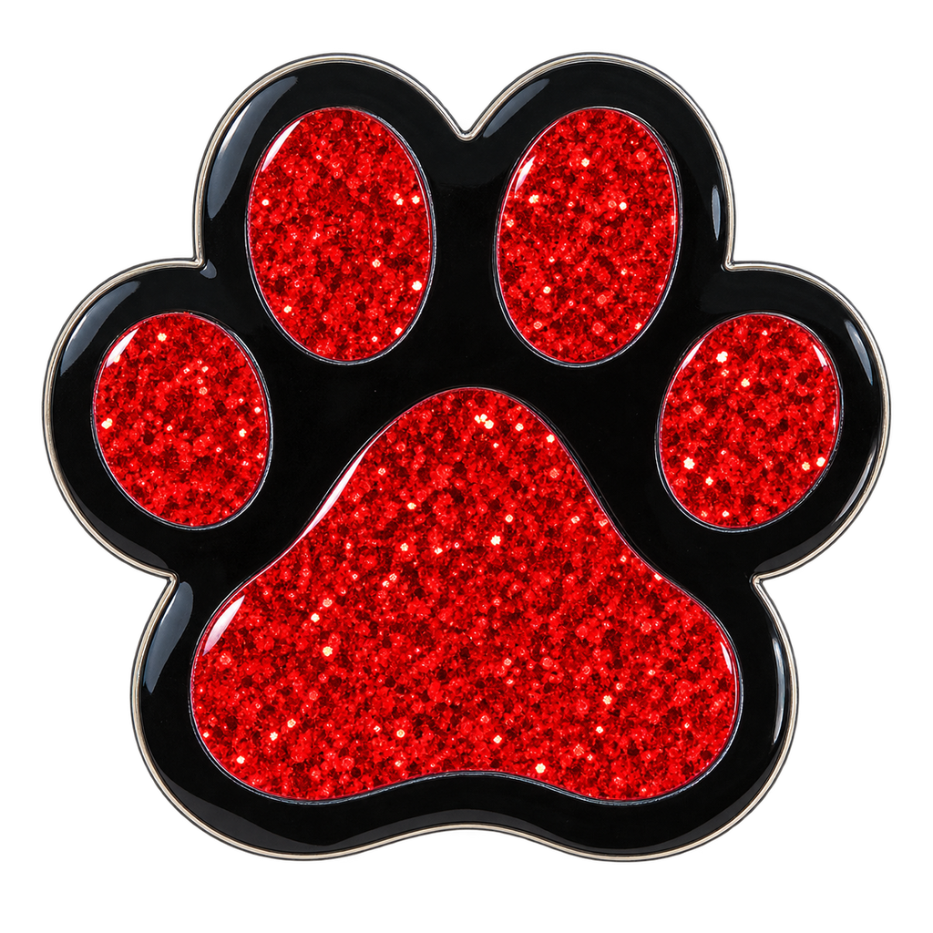 Red Paw Print Glitter Ball Marker & Hat Clip by ReadyGOLF