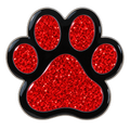 Red Paw Print Glitter Ball Marker & Hat Clip by ReadyGOLF