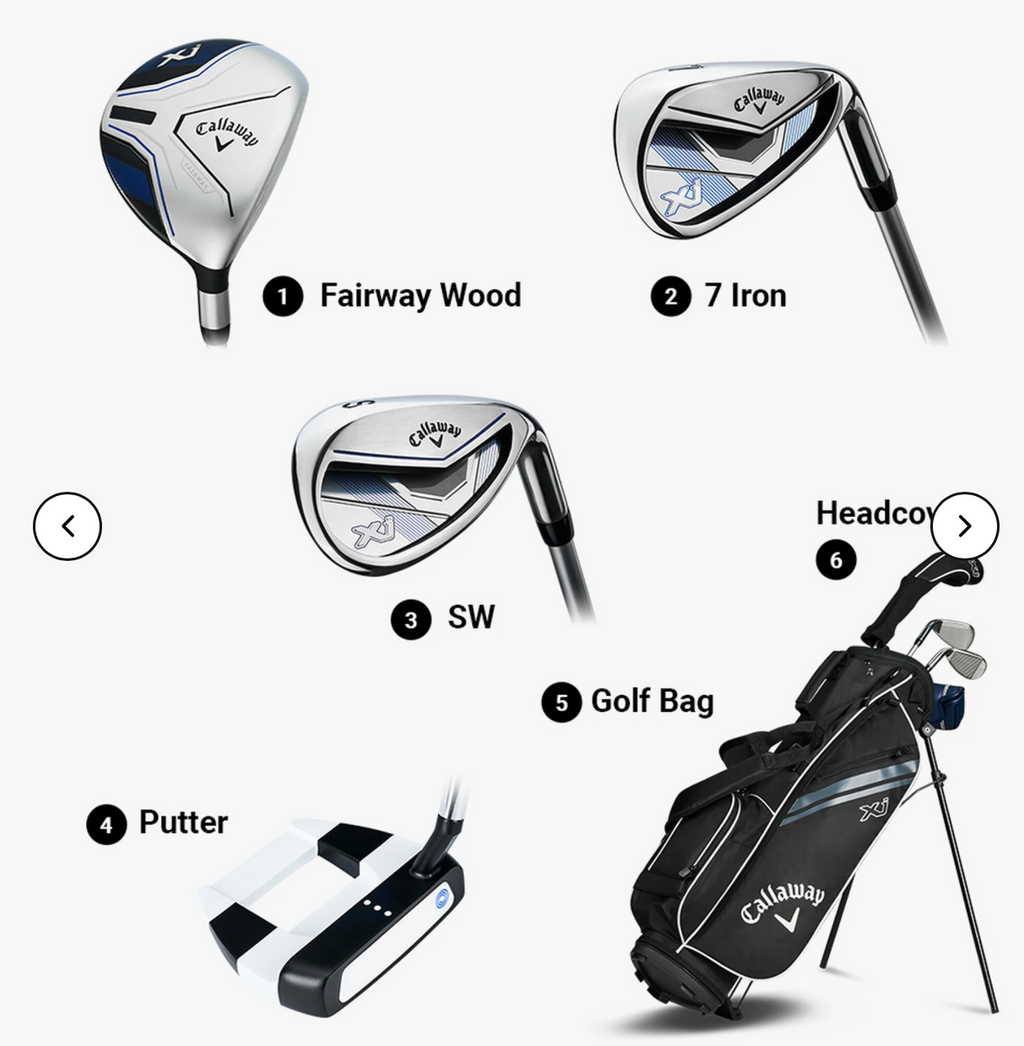 Callaway NEW XJ Level 1 Junior Set Left Handed FW 7i SW Putter Stand Bag