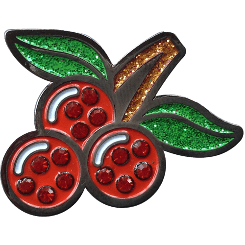 Slot Machine Cherries Ball Marker & Hat Clip with Crystals by ReadyGOLF