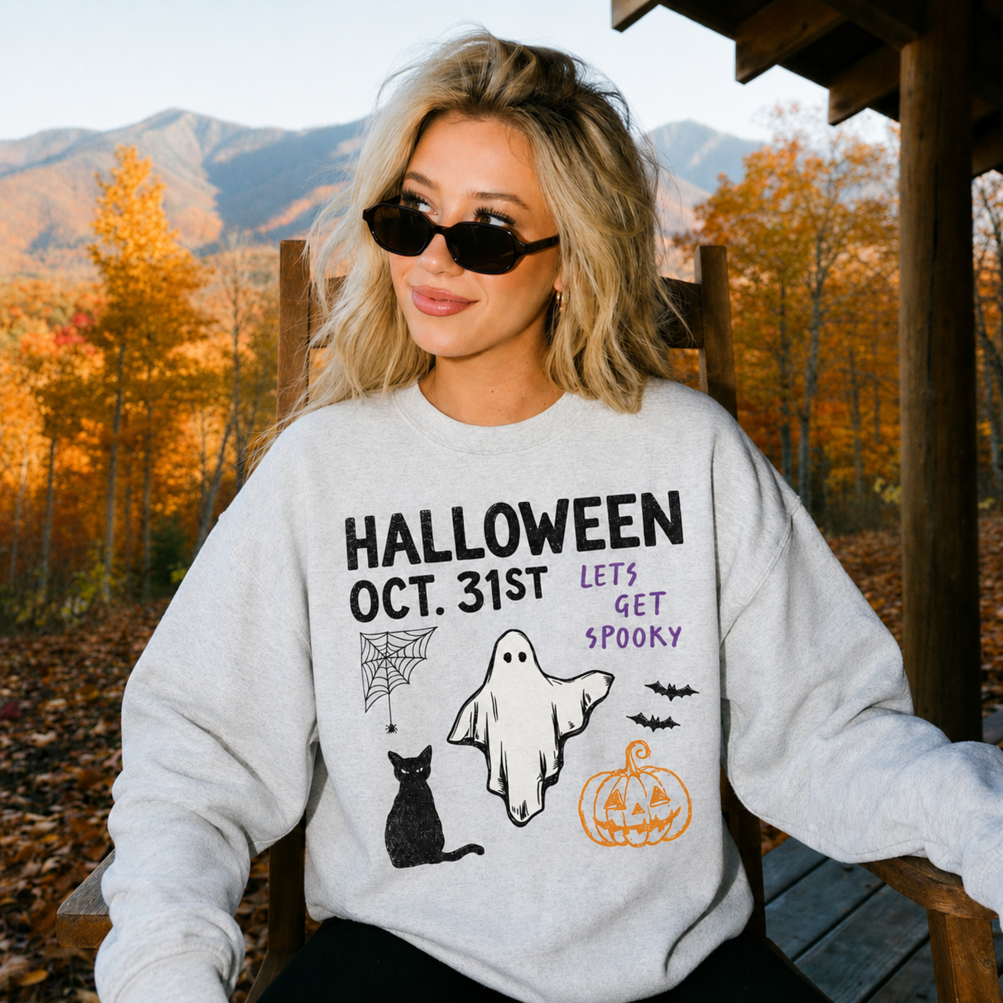 Halloween Oct. 31st Ghost Graphic Sweatshirt