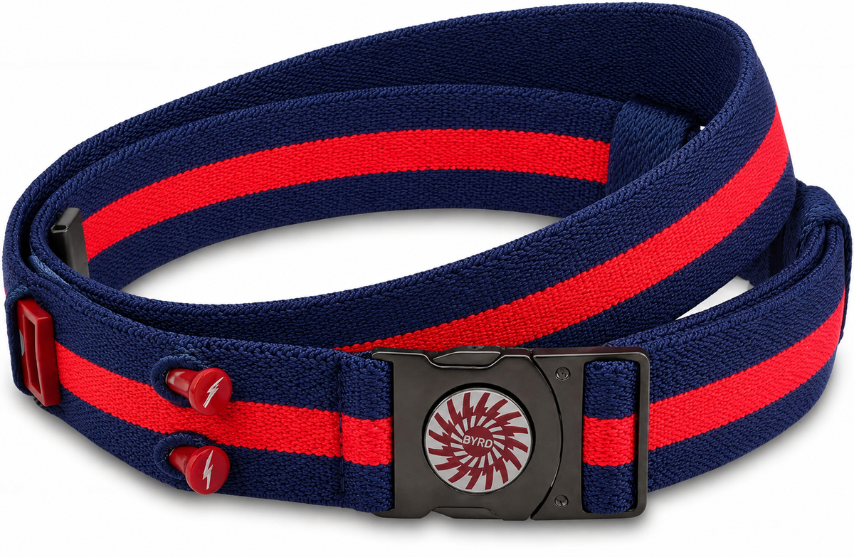 THE BYRD GOLF BELT - Blue/Red Stripe
