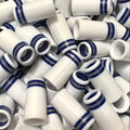 Premium Quality Iron Ferrules White w/ Blue & Silver Rings 1”