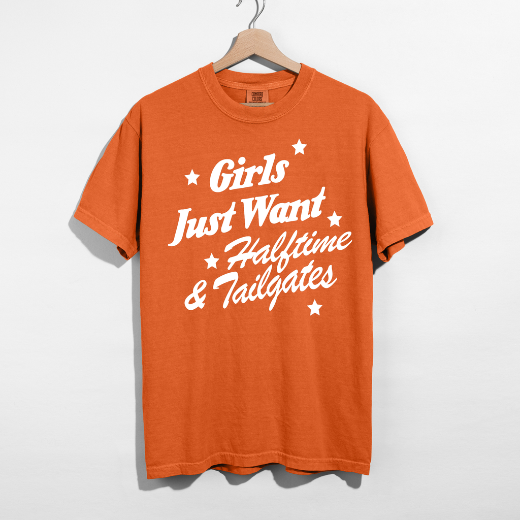 Girls Just Want Halftime & Tailgates Graphic Tee | Football Game Day Shirt