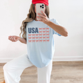 USA Bow Flag Graphic Tee - Patriotic Gingham Bows Shirt