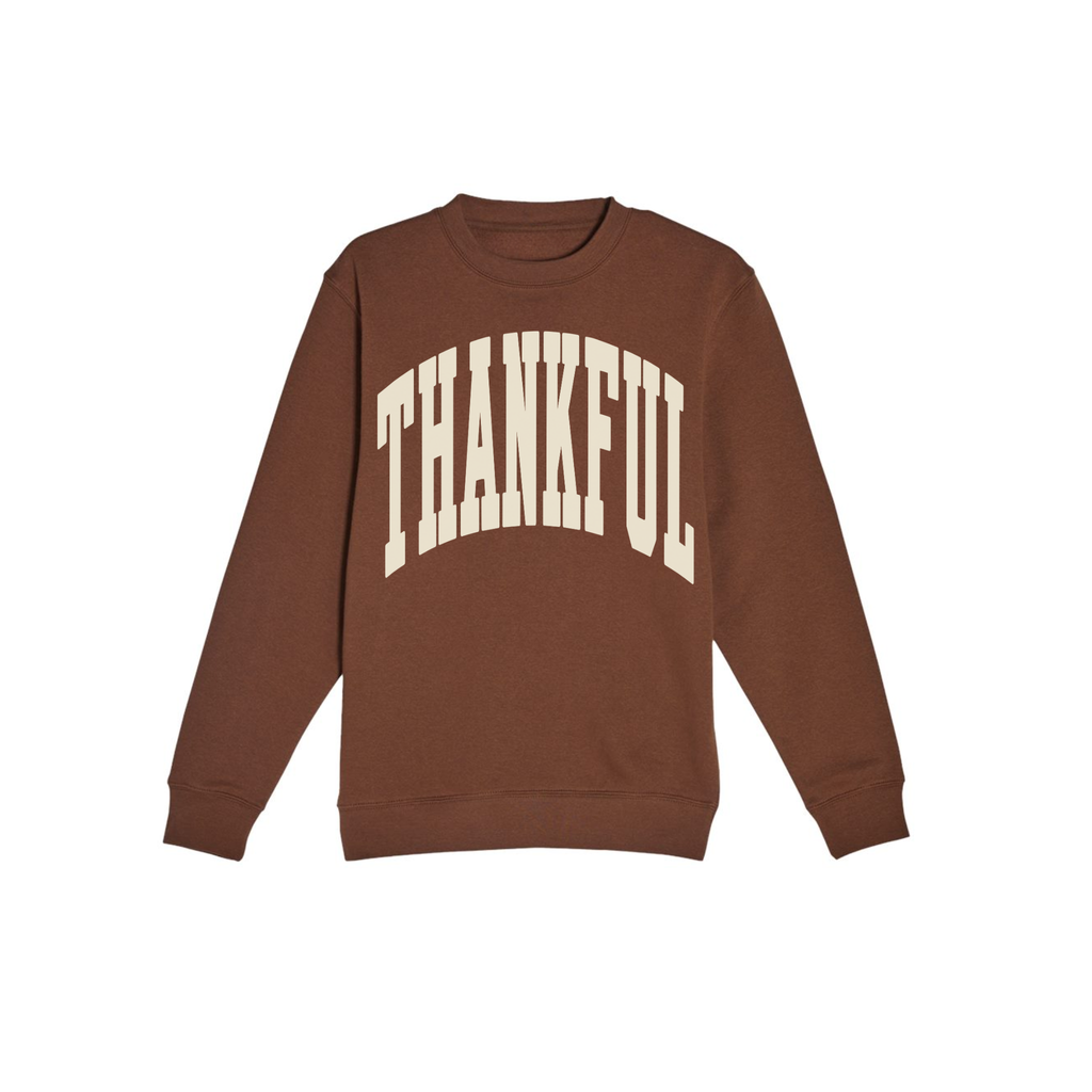Thankful Graphic Sweatshirt | Chestnut Brown Thanksgiving Crewneck
