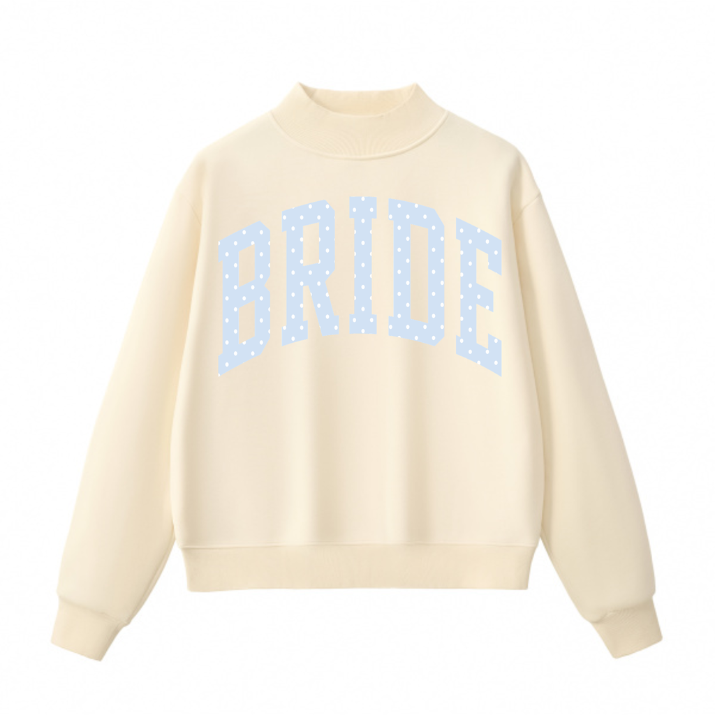 Bride Polka Dot Mock Neck Sweatshirt | Oversized Bridal Crewneck