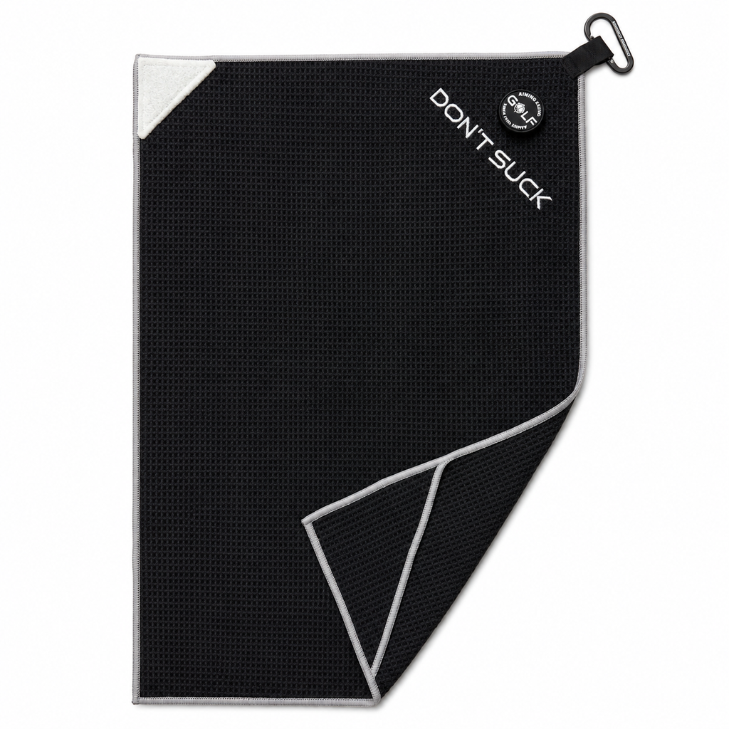 Don't Suck Magna-Anchor™ Stubby Magnetic Golf Towel - Black / Grey