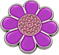 Hippie Flower Purple & Pink Crystal Ball Marker & Hat Clip by ReadyGOLF