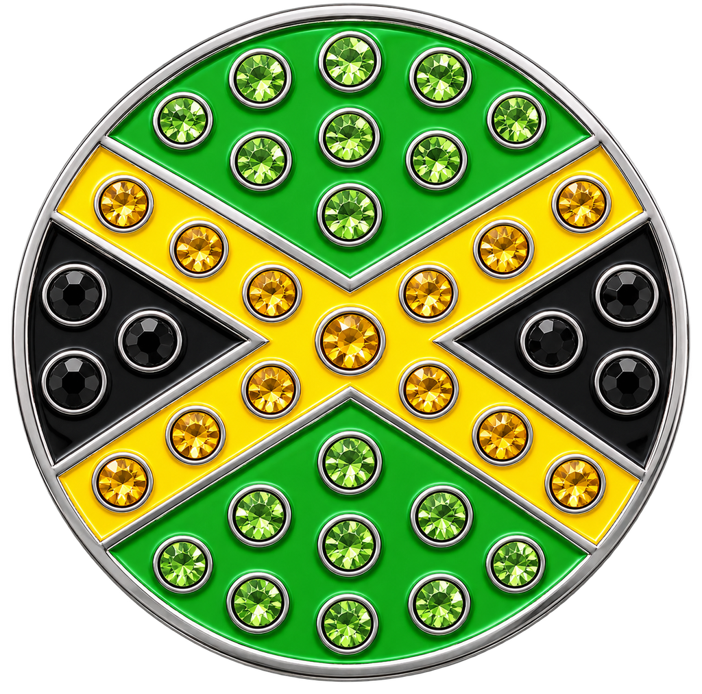 Jamaica Flag Crystal Ball Marker & Hat Clip by ReadyGOLF