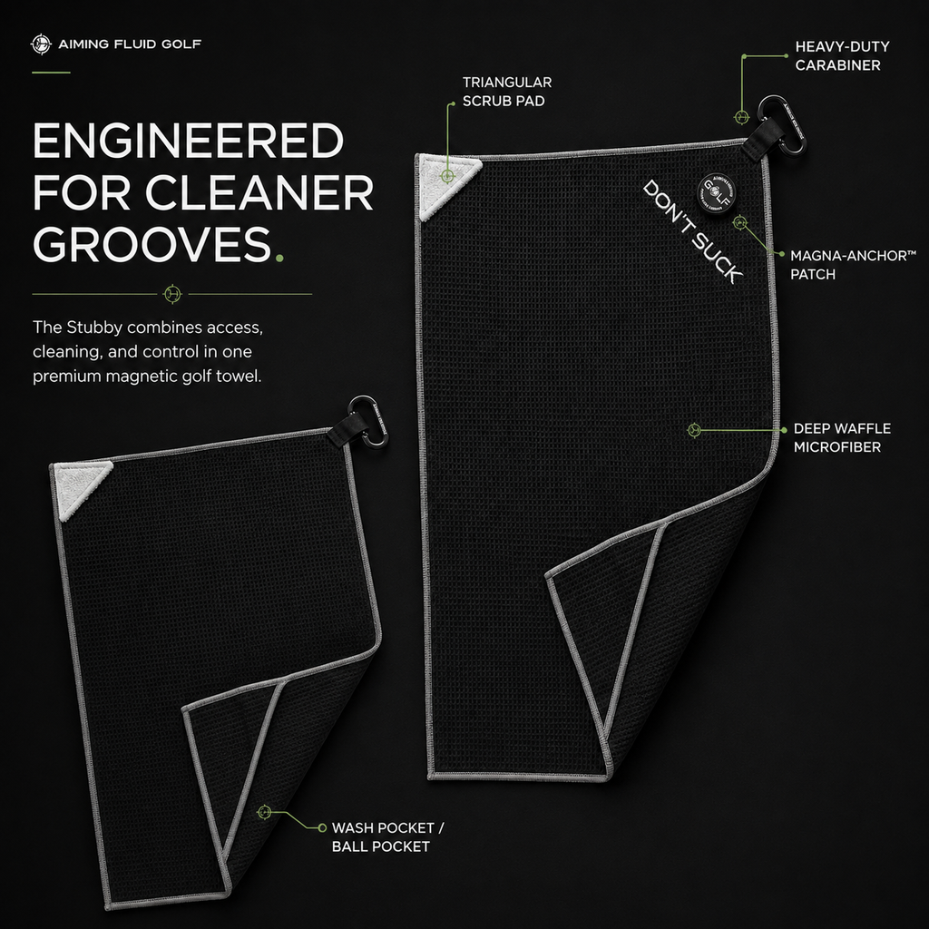 Don't Suck Magna-Anchor™ Stubby Magnetic Golf Towel - Black / Grey