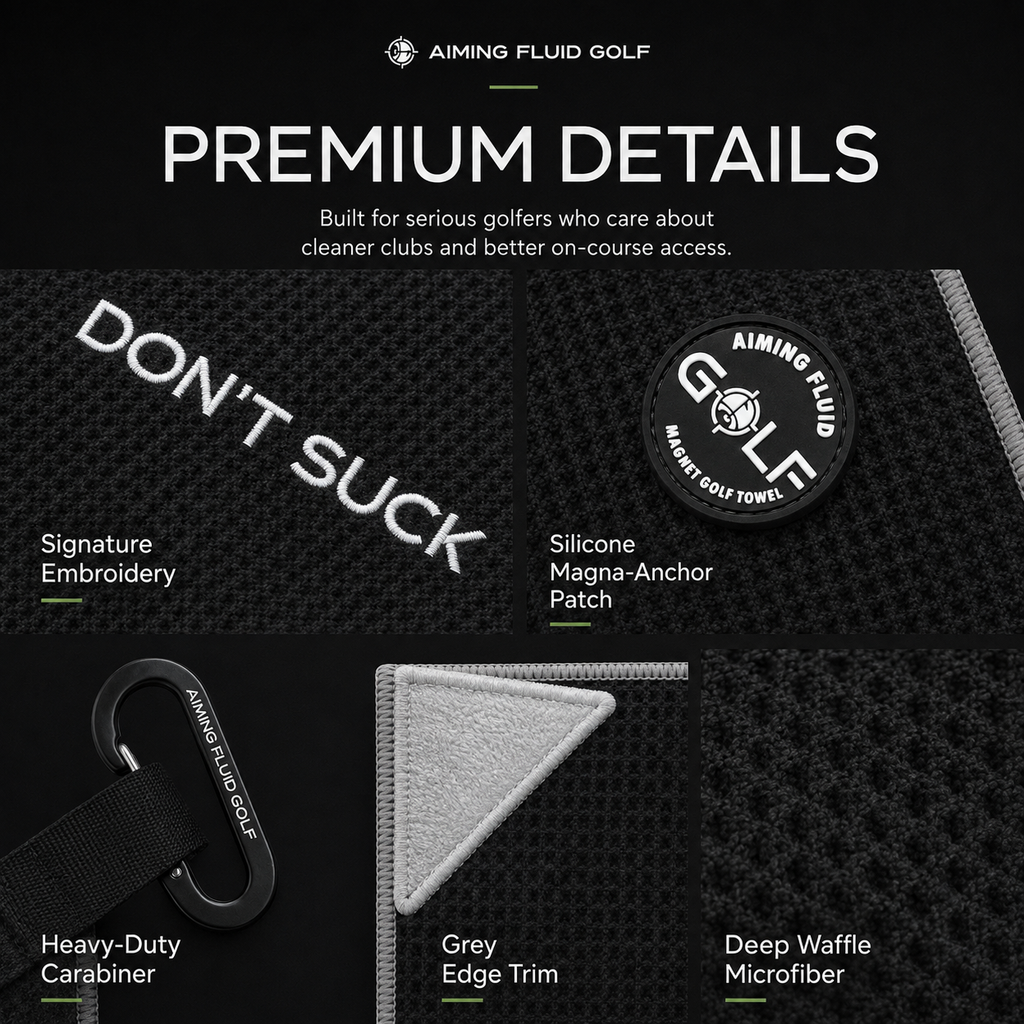 Don't Suck Magna-Anchor™ Stubby Magnetic Golf Towel - Black / Grey
