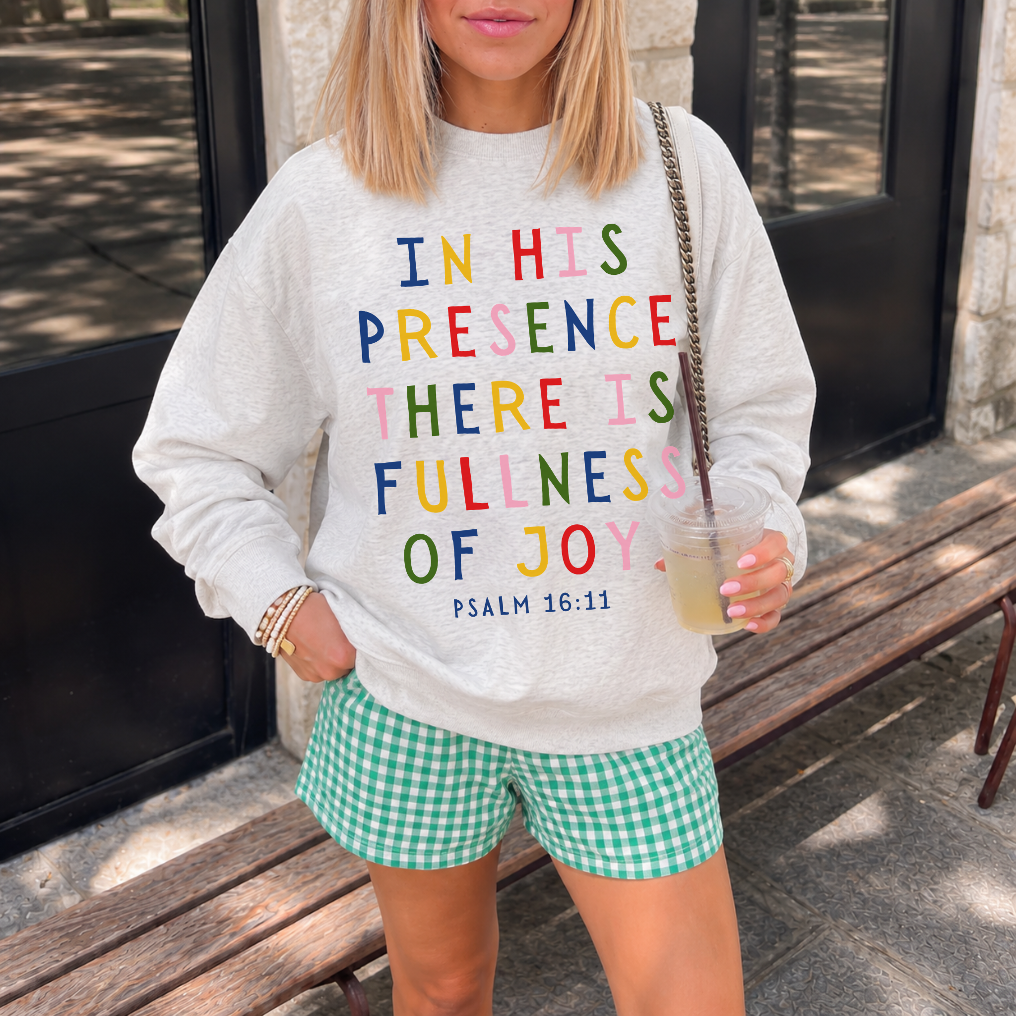 In His Presence There Is Fullness of Joy Christian Crewneck Sweatshirt