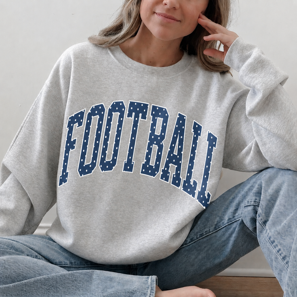 Football Polka Dot Sweatshirt | Custom Team Color Game Day Crewneck