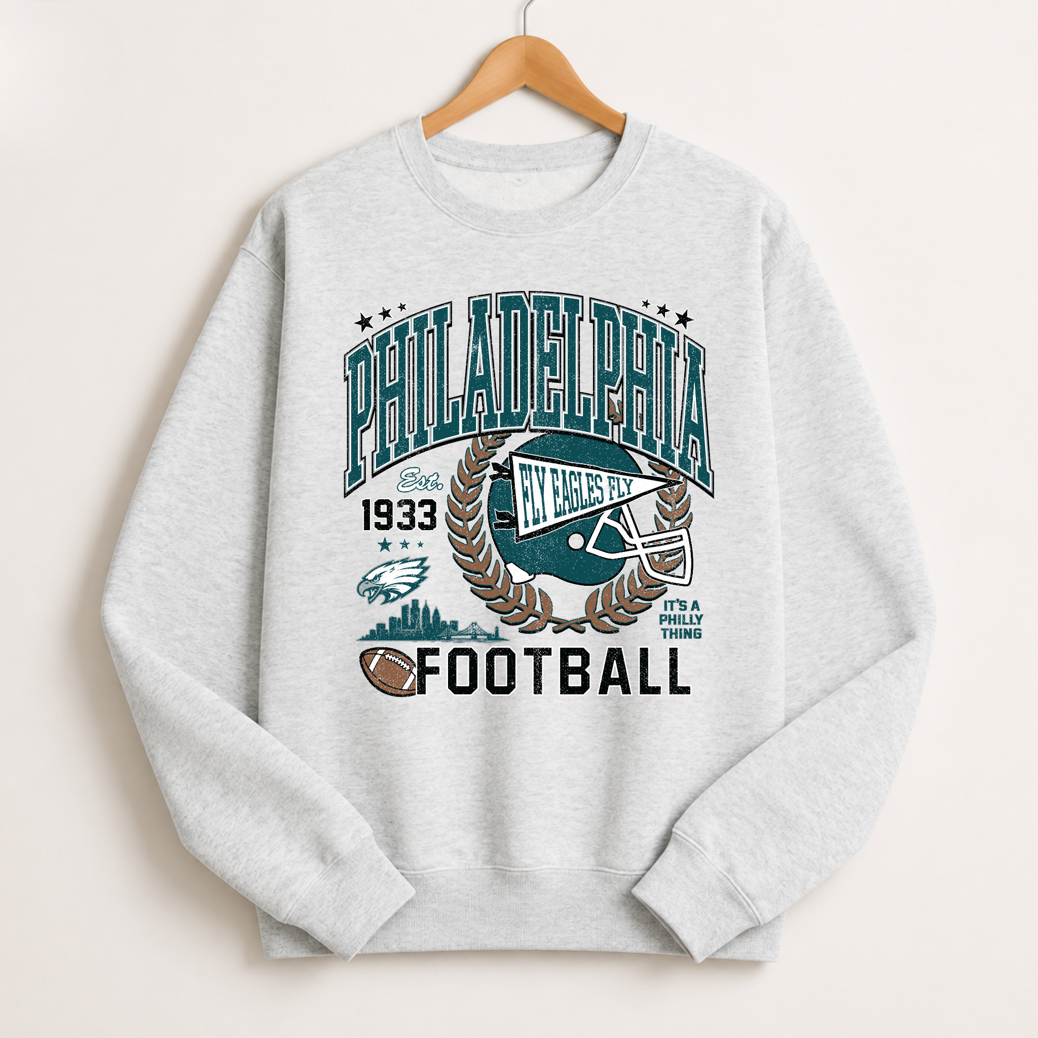 Philadelphia Football Sweatshirt | Vintage Eagles Game Day Crewneck