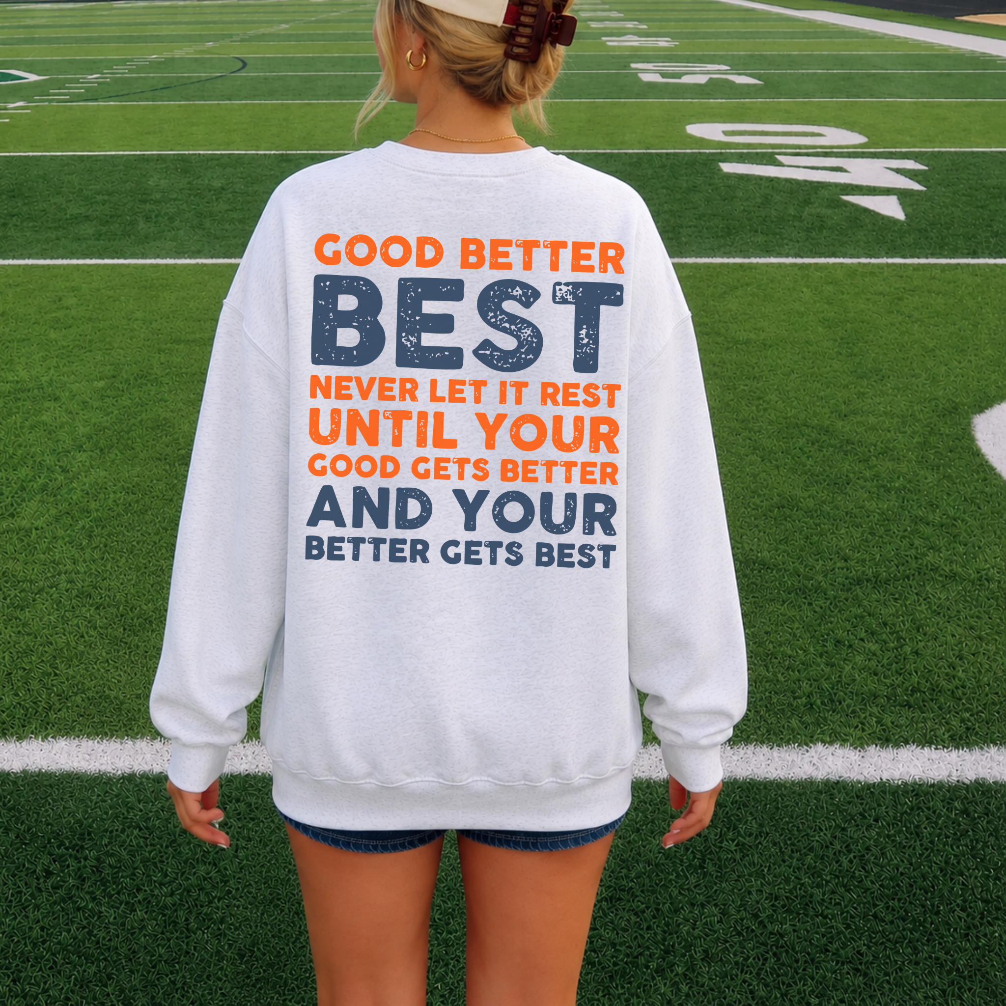 Chicago Football Bear Crewneck Sweatshirt – Good Better Best Motivational Back