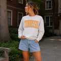 Tennessee Vintage Collegiate Graphic Crewneck Sweatshirt | Oatmeal Heather Premium Fleece Pullover