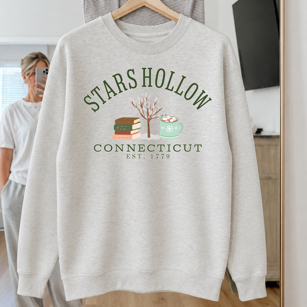 Stars Hollow Connecticut Winter Premium Crewneck Sweatshirt | Cozy Bookish Christmas Sweatshirt