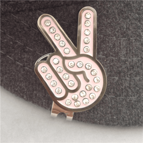 Peace Sign Hand Gesture Crystal Ball Marker & Hat Clip by ReadyGOLF